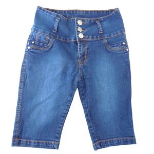 Silver Diva Womens Y2K High Waist‎ Bermuda Denim Shorts Dark Wash Braided Size 7